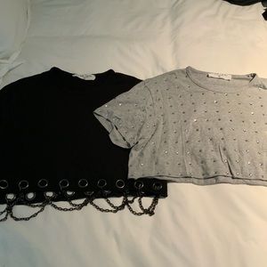 LF Emma and Sam Cropped Shirts Lot of 2 Size Small